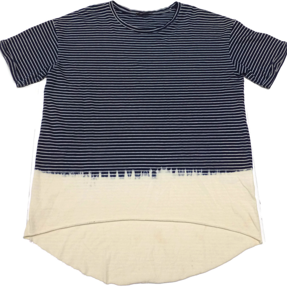 Zara Striped Roll Hem Hi Low T-Shirt NEW NWOT